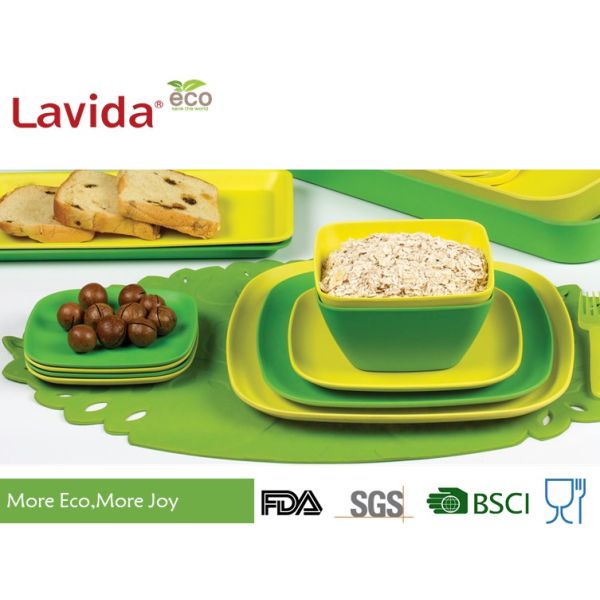 New Fashionable Design Popular School Bamboo Fibre Square Dinner Plate Plant Fibre Square Dinner Plate 11' 28cm