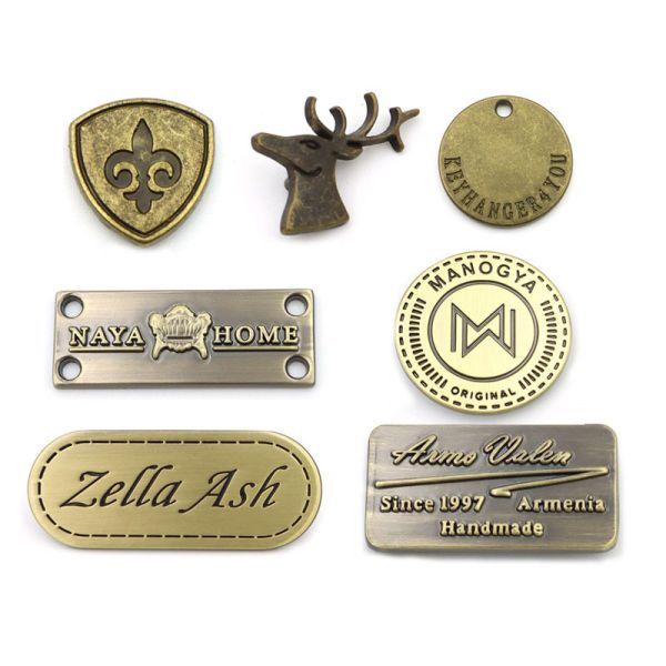 Rectangle Matte Silver Plating Metal Logo Label Plate Custom Engraved Name Plate for Bags