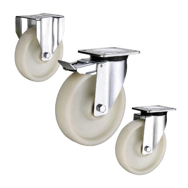 OEM rodízios de nylon da roda do giro do freio total branco de 8 polegadas resistentes