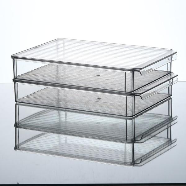 Clear Stackable Storage Bins With Lids, Large Plastic Containers With Handle For Pantry Organizer And Storage,Perfect For Bathroom,Cabinet,Kitchen,Fridge,Closet Organization