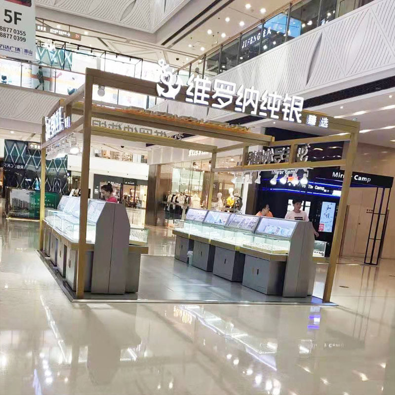 Commercial Sectional Display Furniture for Gold Jewelry Mall Display Kiosk Showcase