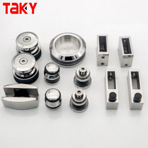 Acero inoxidável Acessórios de chuveiro sem enquadramento Kit de porta deslizante de vidro com espessura de vidro de 12 mm
