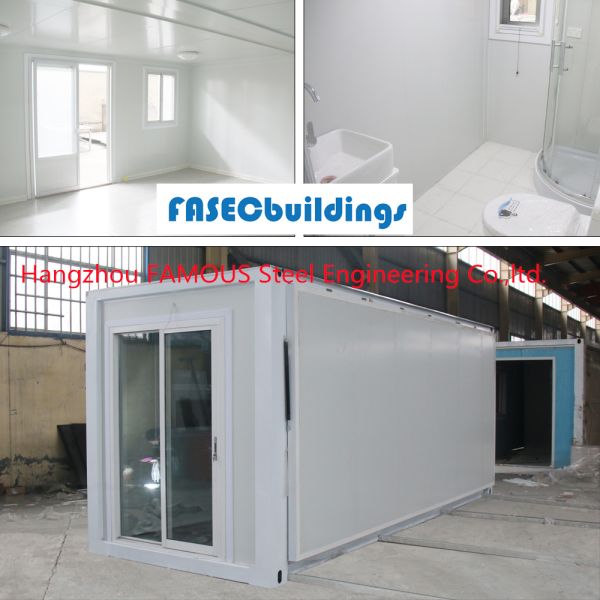 Установка дома 20ft контейнера панели стены утеса Prefab расширяемая супер легкая