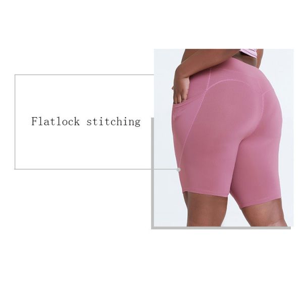 Flatlock Stitching Womens High Waisted Cycling Shorts