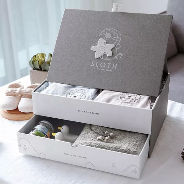 Baby Shower Custom Double Layer Gift Box For Clothes Packaging