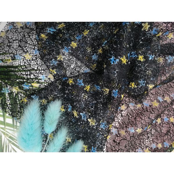 Ткань шнурка ткани 100% платья вечера шнурка поли напечатанная