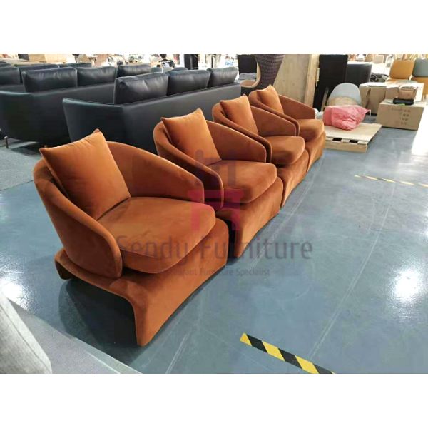 Fabric Plywood Brass Feet 0.8cbm Upholstered Sofa Chair