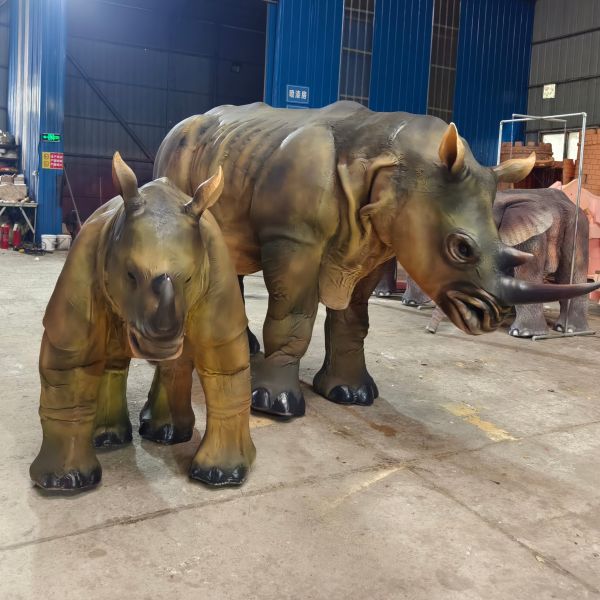 Customized Performance Realistic Animatronic Rhinoceros Costume Animal Double Person Suit