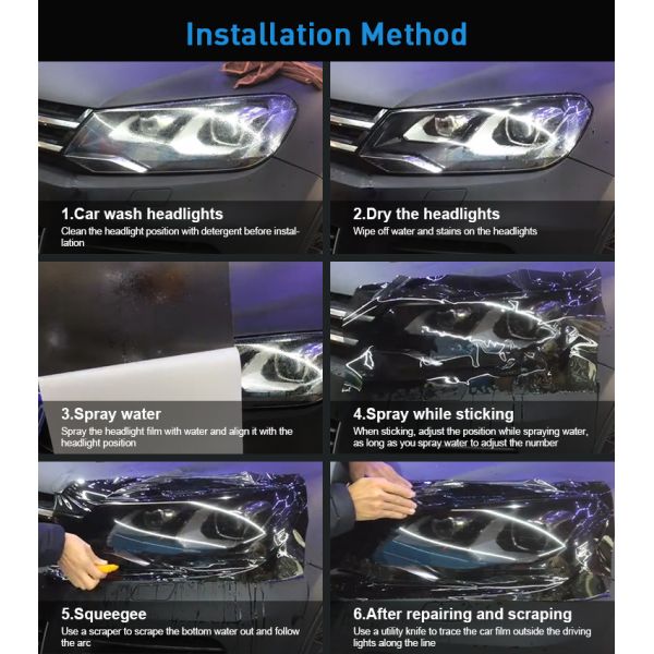 Больше цветов ПВХ автомобильный фары Цветная пленка Глянцевая 4,5 миллиметра Цветная защитная пленка автомобильного света