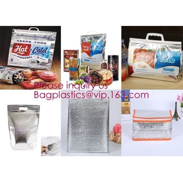 Custom Packing Aluminum Foil Zip-Lock Grocery Handle Thermal Insulation Cooler Bag For Outdoors,Promotional Insulated La