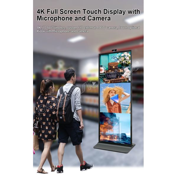 70 дюймовый полноэкранный дисплей IR с сенсорным экраном LCD расширенный киоск с камерой и микрофоном