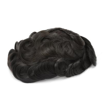Toupet pour hommes noirs, cheveux 8*10, base pour hommes, toupet en vrais cheveux, dentelle française