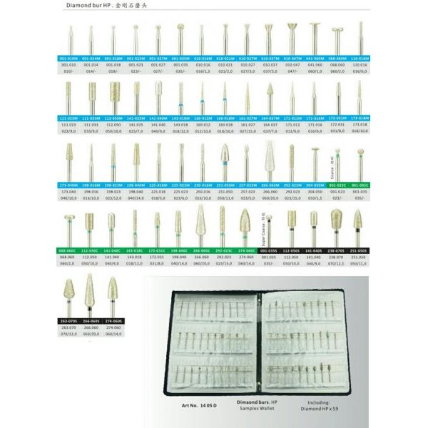 HP Diamond Bur Dental Abrasive Tools Super Coarse Medium 0.8mm-18mm Head Length