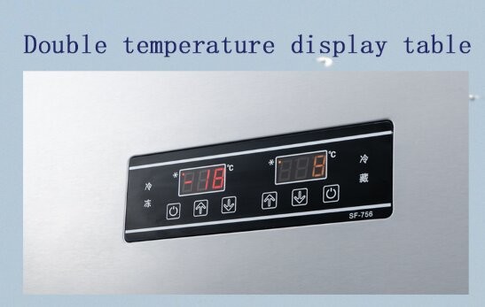High End 4 Door Commercial Freezer 1500L Direct Cooling Dual Temperature Refrigerator Freezer