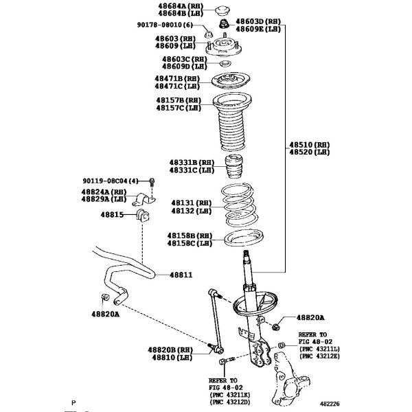 48157-12080 ботинок Absorberor удара передней оси верхний для Toyota Corolla