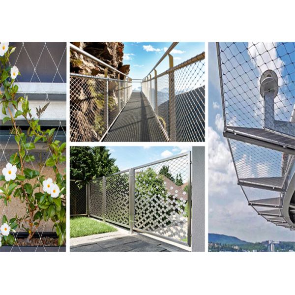 SS316L 38mm*38mm Hole Size Ferruled Type Wire Rope Cable Net For Safety Protection