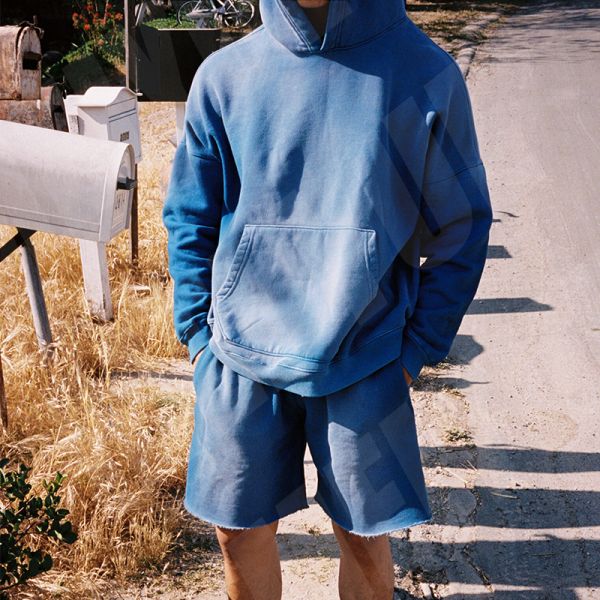 100% coton lavé à l'acide en détresse courts de jogger élastique de sport courts de port urbain