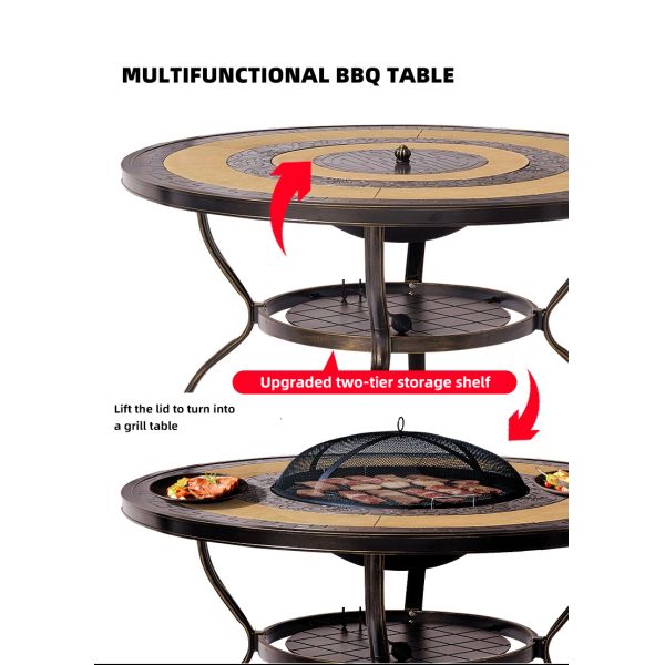 Outdoor Dining Table Patio Barbecues Grain Table And Chair Set For Garden Courtyard