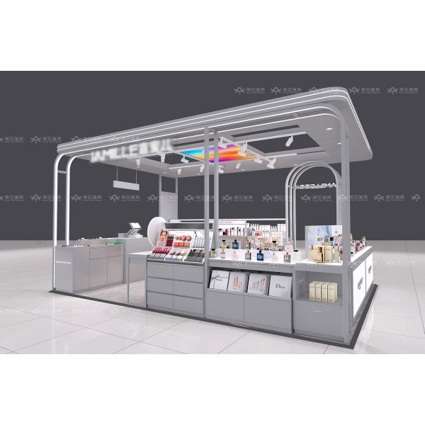 BKC018 Luxury Cosmetic Mall Booth Space-Saving Makeup Kiosk Design for Perfume Shop Decoration