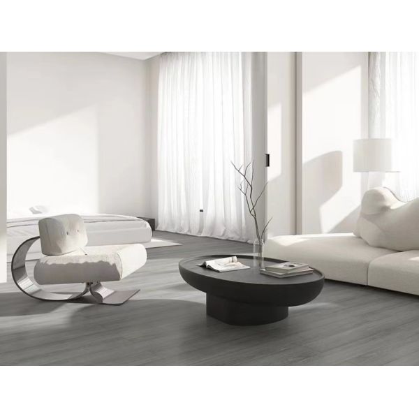 Black Fiberglass Oval Coffee Table Creative Premium Feeling Shaped High Durability
