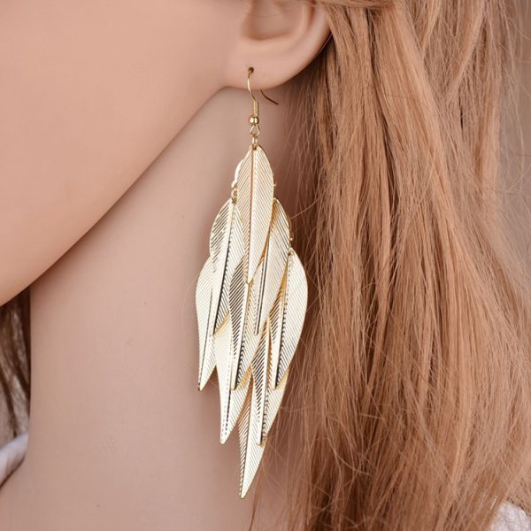 2025 Personality Indian Baroque Vintage Willow Leaf Long Wholesale Earrings