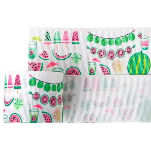 1.5 polegadas custom made Grosgrain Ribbon Featuring Summer Melancia Banana Frutas Impressão