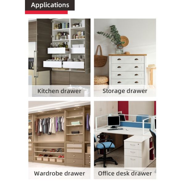 Furniture Hardware Cabinet Full Extension Push to Open Drawer Concealed Undermount Slide
