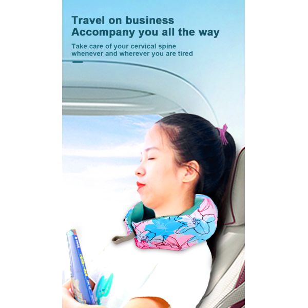 Compact U Shape Inflatable Memory Foam Travel Pillow and Storage Box for Office Airplane