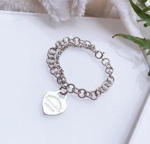Womens Chain 925 Sterling Silver Bracelet Bangle Heart Charm Fine Jewelry
