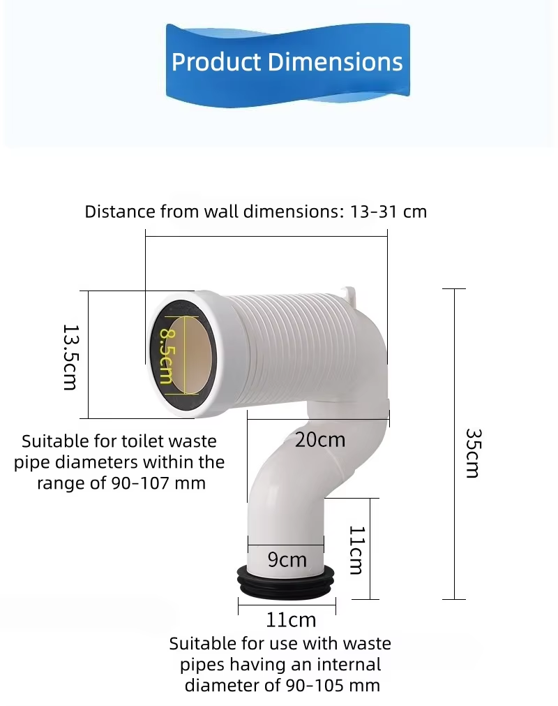 General Enhanced Floor-Standing Drainage Polyvinyl Chloride / Polypropylene Material Toilet Elbow With Question Mark Drain Pipe