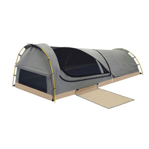 Canvas Camping Two Person Swag Tent With 450GSM Grid PVC Floor / Mesh Window