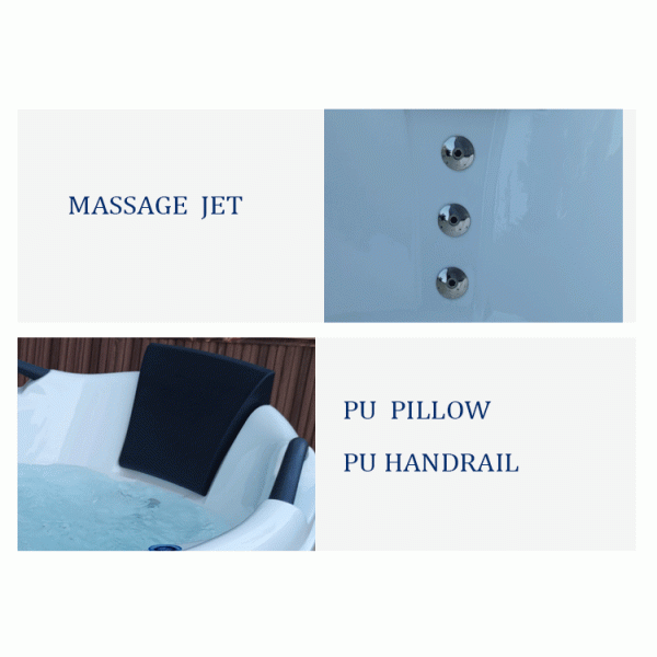 2 синее стекло ванны 1560mm SPA водоворота гидролечения человека на открытом воздухе