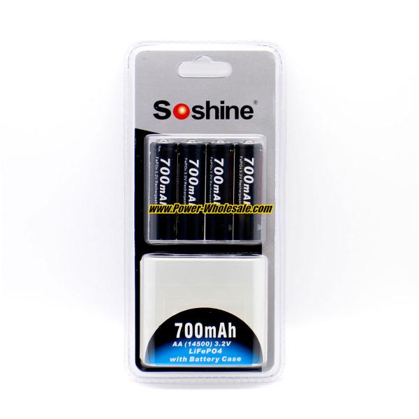 Soshine 3.2V LiFePO4 AA / 14500 700mAh battery, excellent for flashlight, power tools