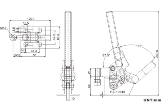 Miniature Toggle Clamps 10648 Holding Capacity 450kgs Solid Bar Straight Handle