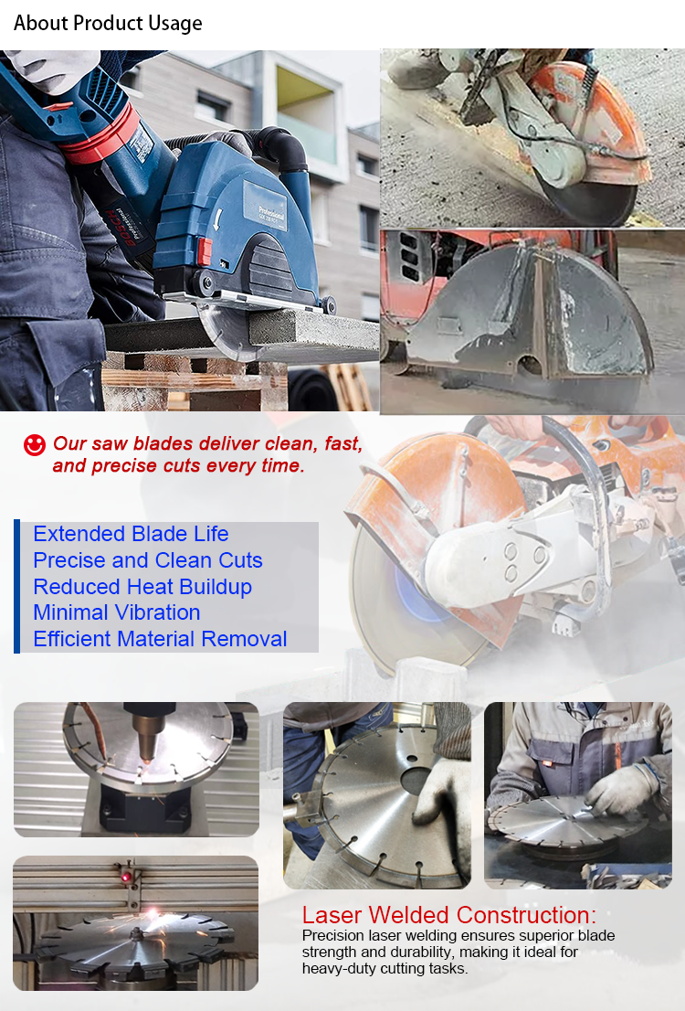 Laser Welding Diamond Concrete Saw Blades For Hand Held Saws 16inch