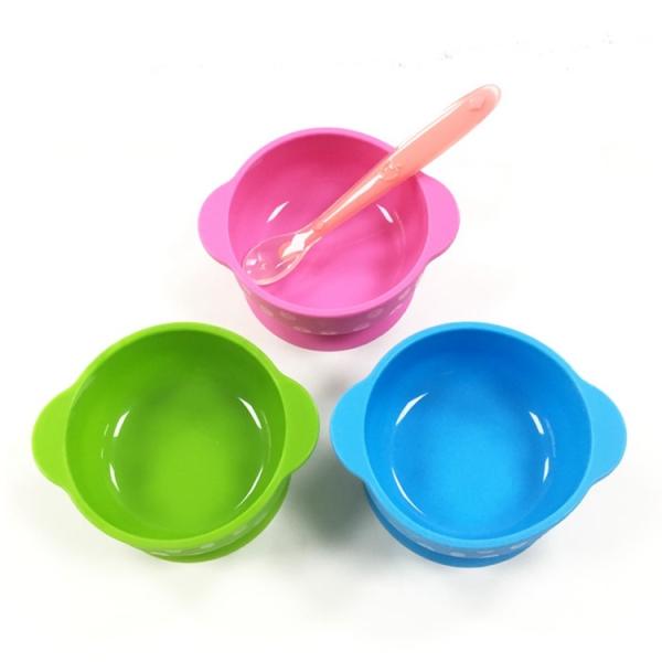Kitchen Durable Cute Design Kids Bowls and spoons Household Safety Children Baby Silicone baby products of all types