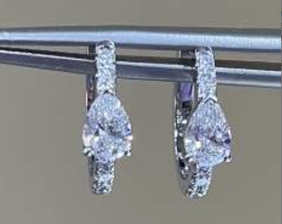 Pear Earrings DEF VVS Pear Shape Lab Grown Diamonds PT950
