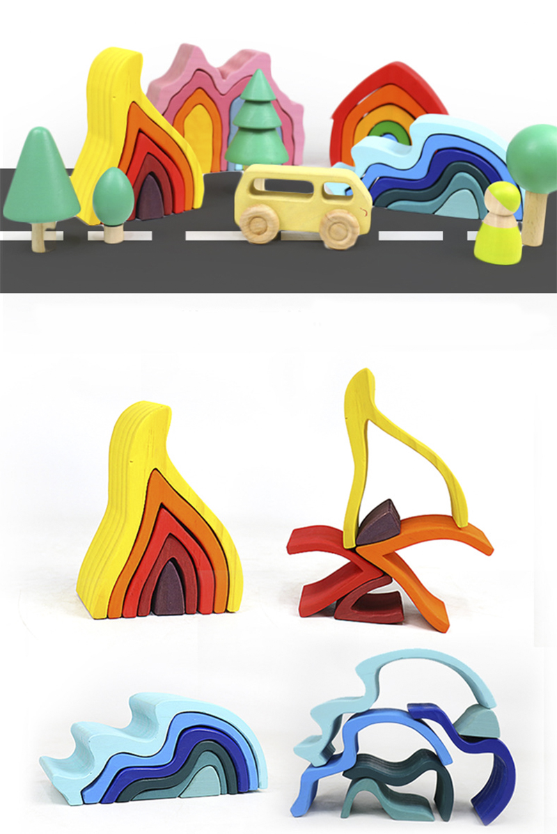 DIY собрало игрушки блоков 11.5cm деревянные блок Montessori установил штабелированный баланс