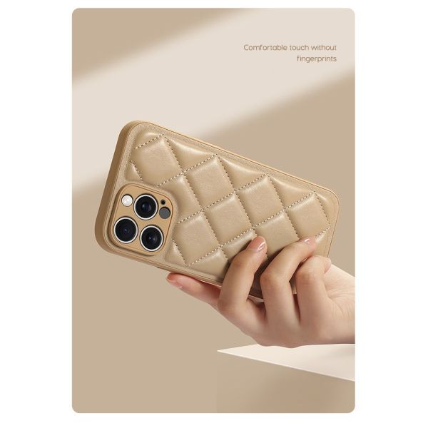 PU Lingge Winter Down Jacket Mobile Phone Cases for iPhone 15 Pro Max Lingge Material