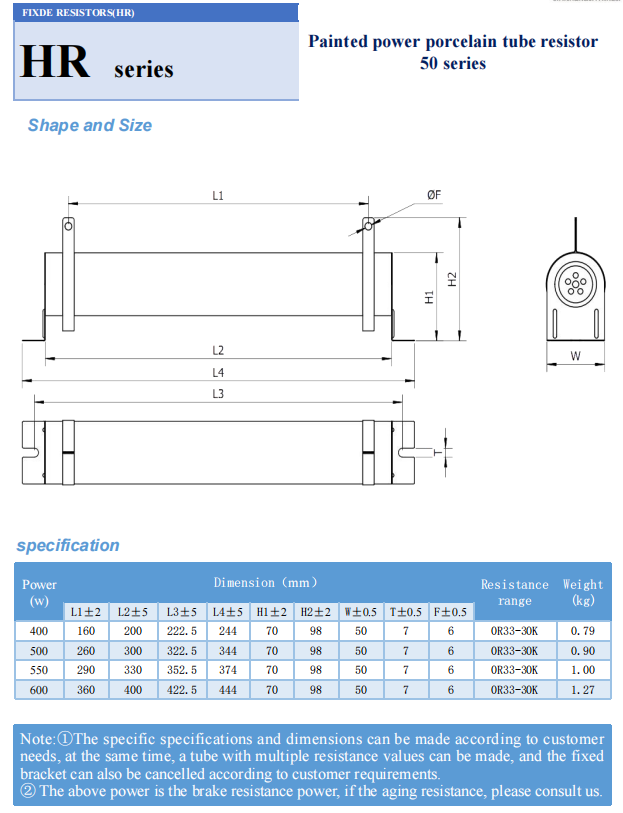 500Watt 65 Ohm High Power Wire Wound Resistor For Energy Saving Servo
