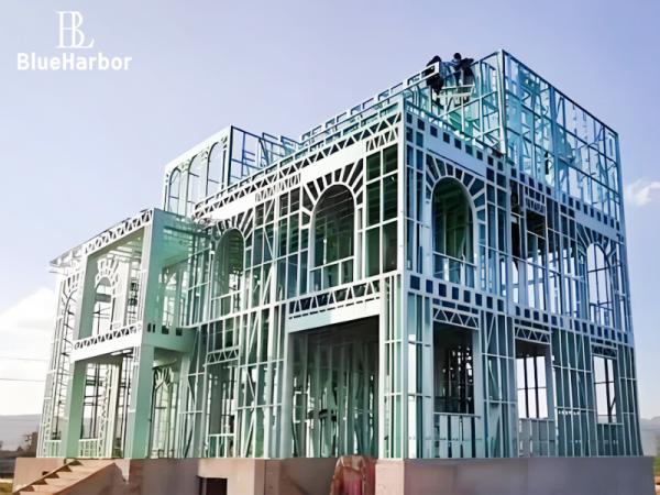 Modern Prefab Steel House Steel Frame Homes Heat Insulated
