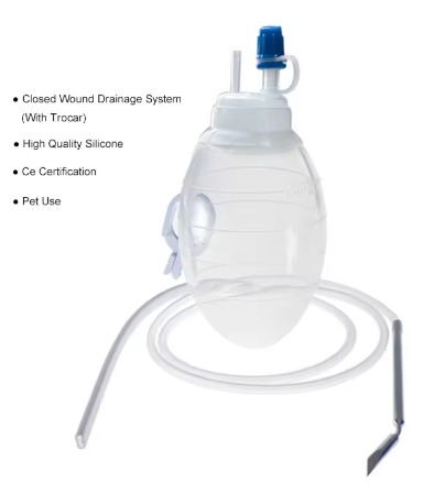 Silicone Drainage System Medical Silicone Negative Pressure Ball Drainage Tube Veterinary Equipment Pet Surgical Instruments