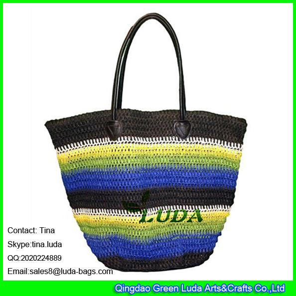 LUDA beautiful paper straw crochet women beach bag lady shopping tote bag