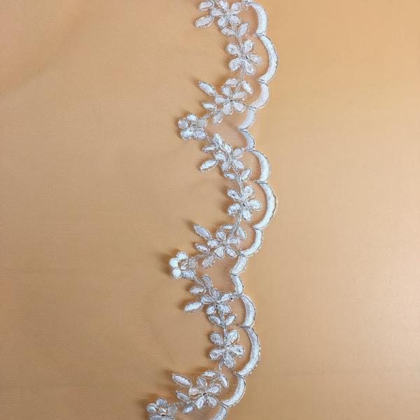 36 Embroidery Sliver Cord lace   Ivory/White Bridal Veil  Wedding Accessories