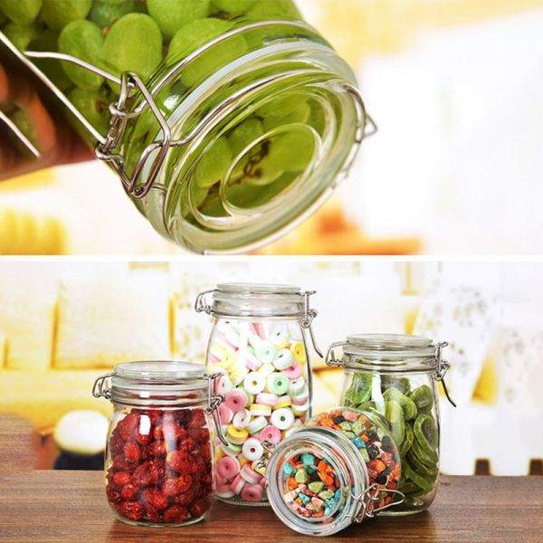 Stocked Airtight Glass Jam Jar Canister Multi Capacity Soda Glass Material