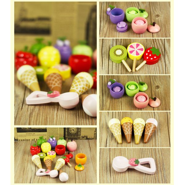 Машина конуса мороженого симуляции детей деревянная
