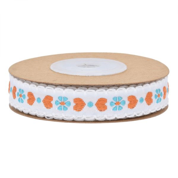 Jacquard 12mm Floral Wired Ribbon ISO14001 Vintage Floral Ribbon