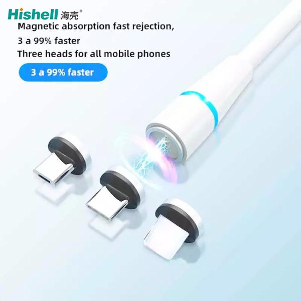 Length 1.2M PVC Magnet Charging Cable , Multicolor 3 In One Magnetic Cable