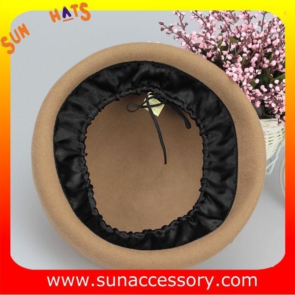 Hot sale Fashion 100% Australia wool felt ladies beret hats ,Red beret  hats with adjustable band