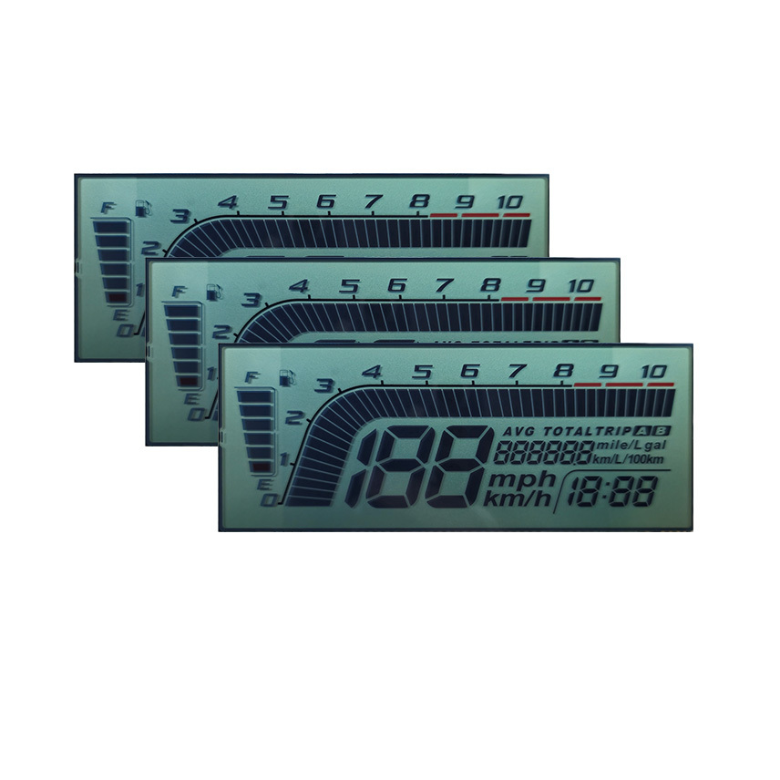 Custom HTN LCD Display for Motorcycle Instrument Panel and Speedometer Applications